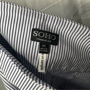 SOHO Apparel Ltd Women’s 2X Pull-On Dress Crop Blue Stripe Stretch Trousers 061